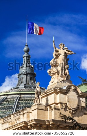 French flag waving on top of the Great palace (