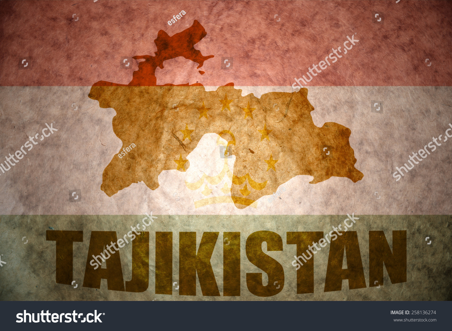 塔吉克斯坦地图的塔吉克国旗背景-符号\/标志-海