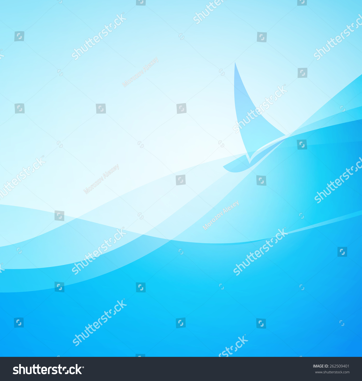 游艇在蓝色的大海,海洋景观,抽象的矢量图-背景/素材图片