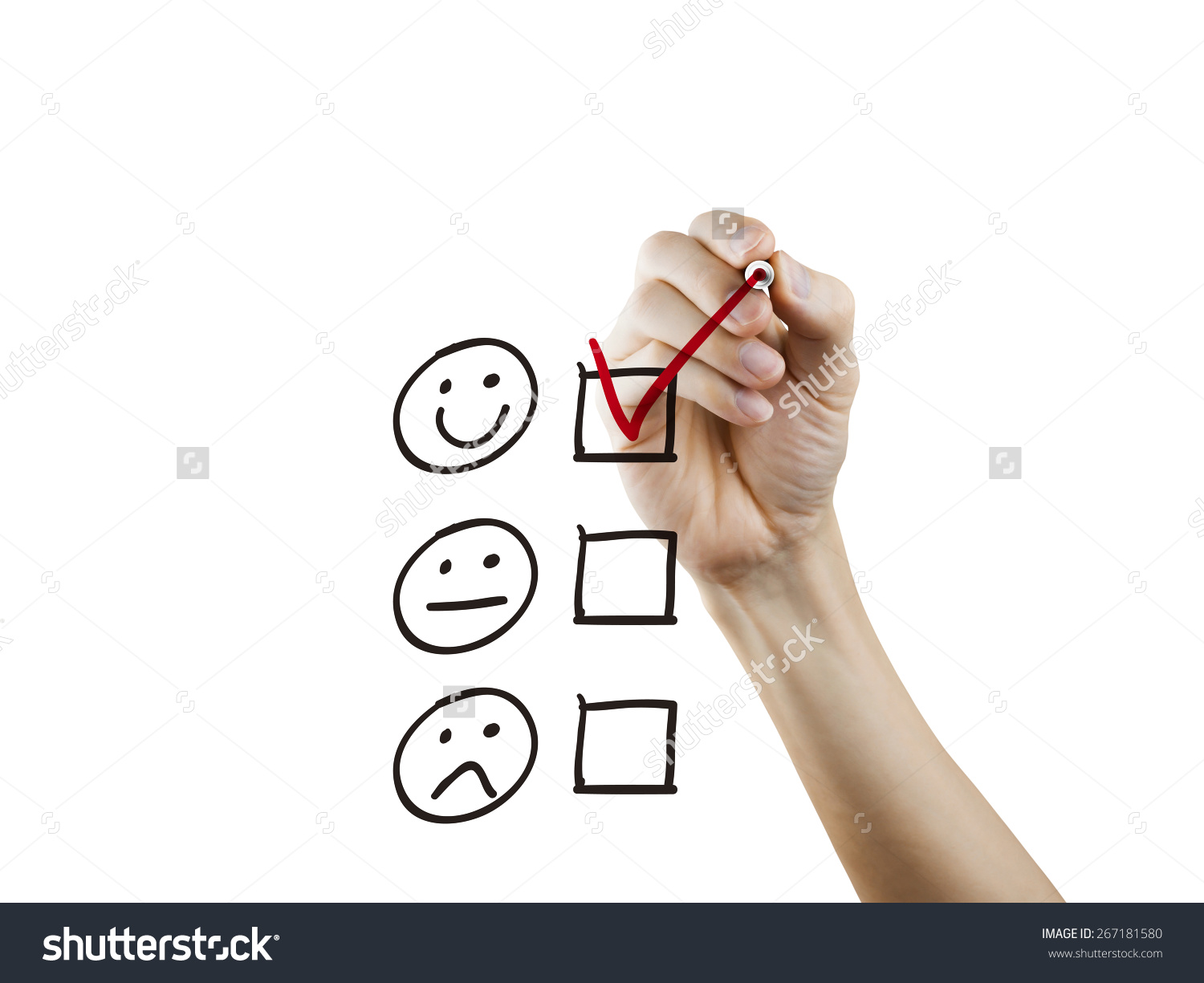 客户服务调查问卷得出的手放在一个透明的董事