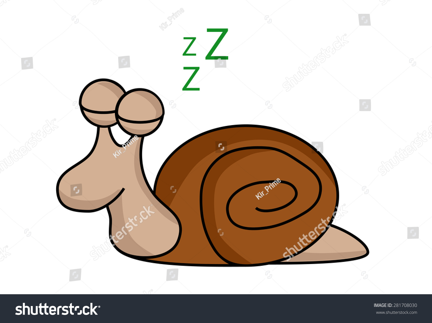 矢量插图的睡眠蜗牛与绿松石绿色的壳在卡通风格。蜗牛在休息，水池里有趣的蛞蝓累了，躺下来，打鼾插画图片素材_ID:381652248-Veer图库