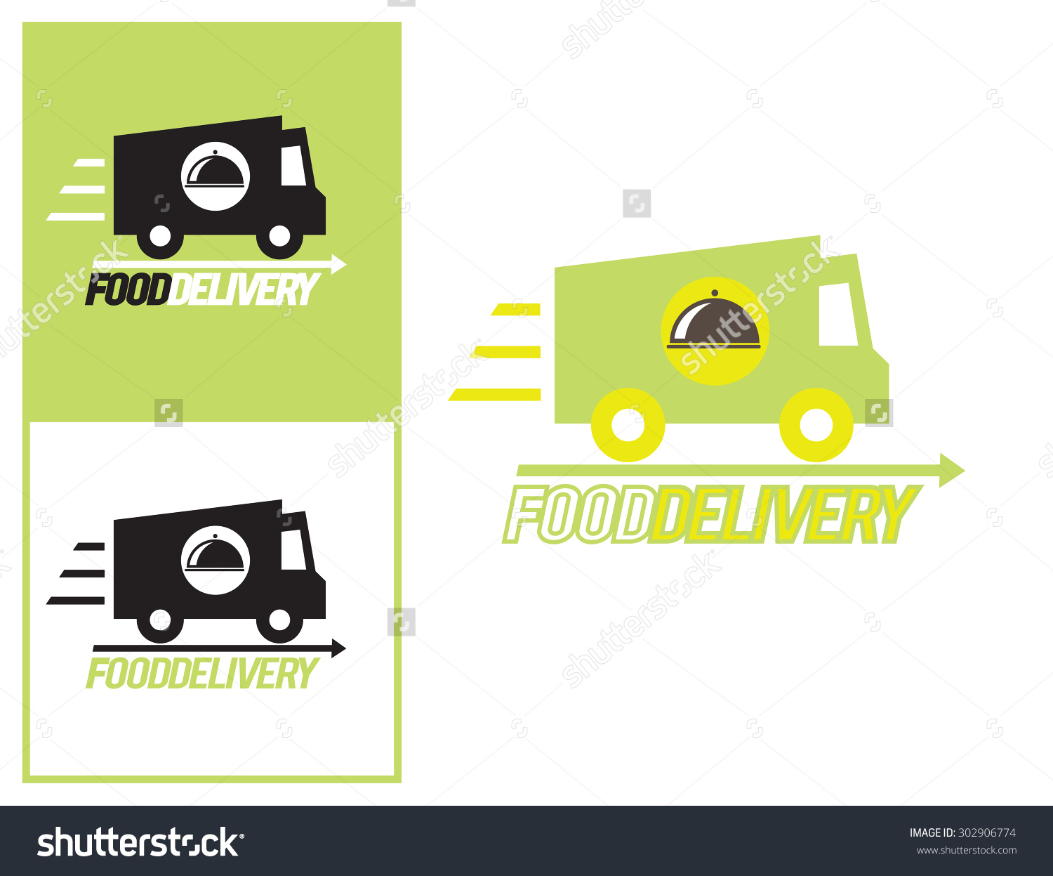 标志设计元素。食物与盘送货车。-食品及饮料
