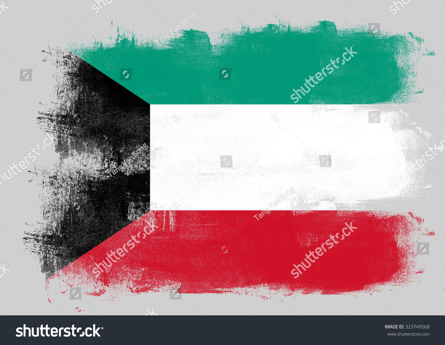 科威特国旗涂上刷上坚实的背景,-符号\/标志-海