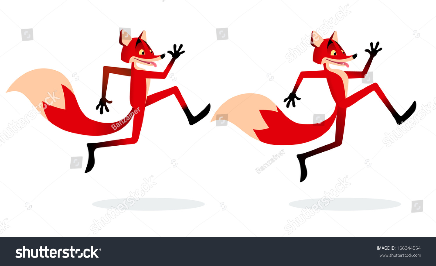 卡通狐狸跑-动物/野生生物,自然-海洛创意(hellorf)-shutterstock中国