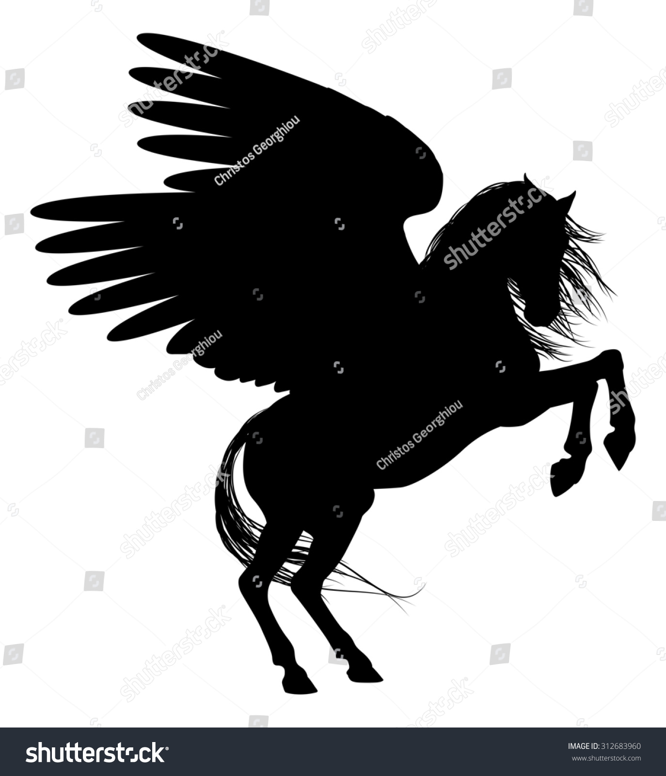 飞马座神话飞马的剪影-动物/野生生物,其它-海洛创意(hellorf)