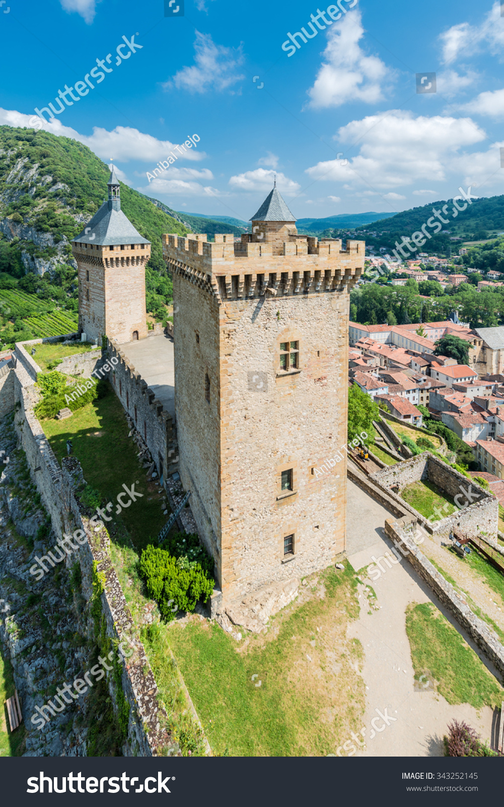 de foix castle overlooks this town of ariege in midi pyrenees