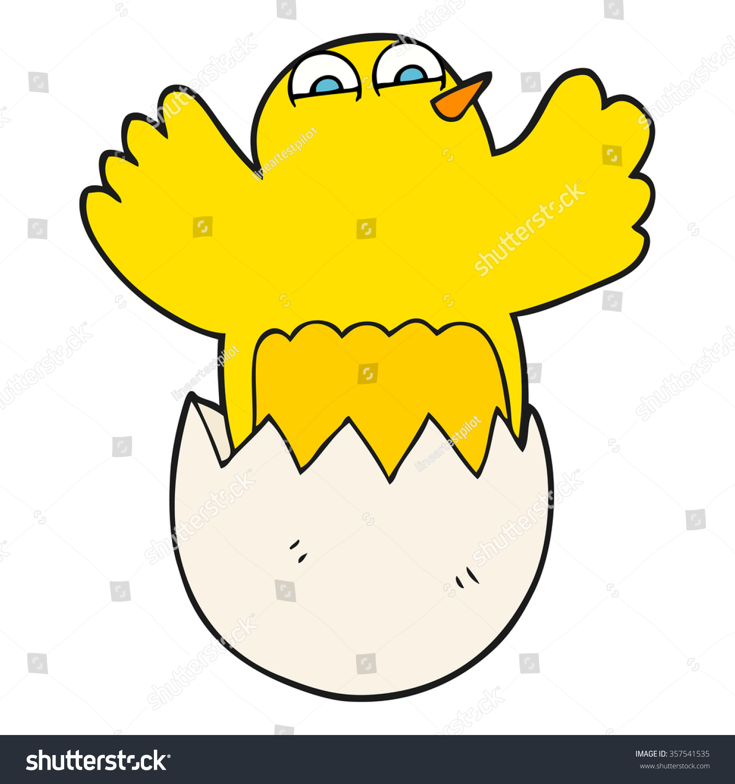 freehand drawn cartoon hatching egg